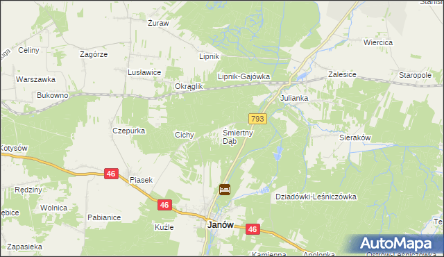 mapa Śmiertny Dąb, Śmiertny Dąb na mapie Targeo
