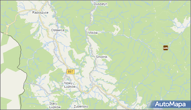 mapa Smolnik gmina Komańcza, Smolnik gmina Komańcza na mapie Targeo