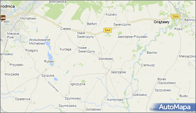 mapa Sokołowo gmina Bartniczka, Sokołowo gmina Bartniczka na mapie Targeo