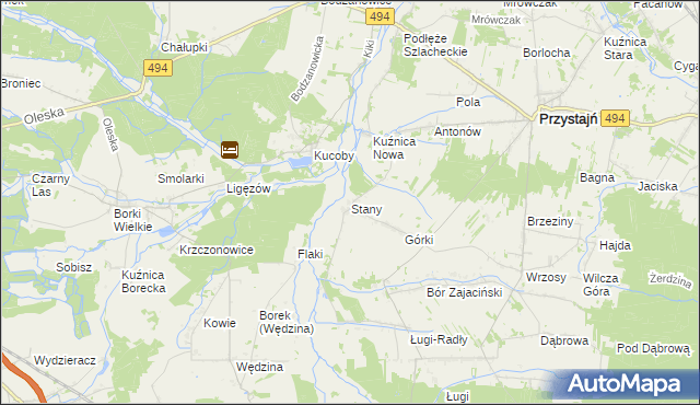 mapa Stany gmina Przystajń, Stany gmina Przystajń na mapie Targeo