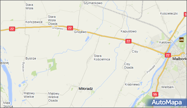 mapa Stara Kościelnica, Stara Kościelnica na mapie Targeo