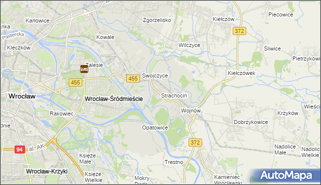 mapa Strachocin gmina Wrocław, Strachocin gmina Wrocław na mapie Targeo