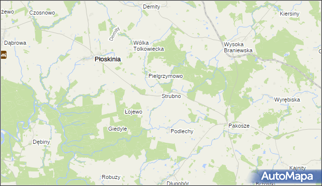 mapa Strubno, Strubno na mapie Targeo