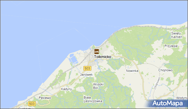 mapa Tolkmicko, Tolkmicko na mapie Targeo