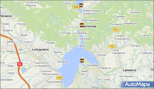 mapa Tresna, Tresna na mapie Targeo