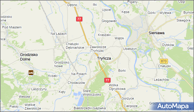 mapa Tryńcza, Tryńcza na mapie Targeo