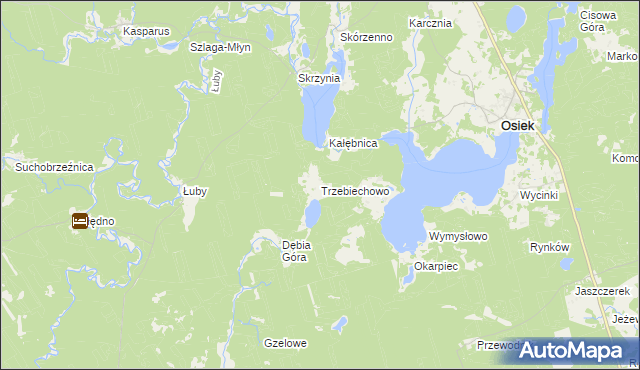 mapa Trzebiechowo gmina Osiek, Trzebiechowo gmina Osiek na mapie Targeo