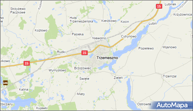 mapa Trzemeszno powiat gnieźnieński, Trzemeszno powiat gnieźnieński na mapie Targeo
