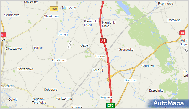 mapa Turzno gmina Łysomice, Turzno gmina Łysomice na mapie Targeo