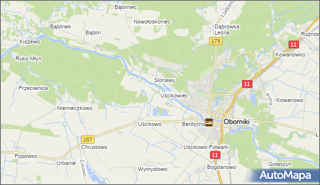 mapa Uścikówiec, Uścikówiec na mapie Targeo