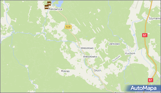 mapa Wesołowo gmina Wielbark, Wesołowo gmina Wielbark na mapie Targeo
