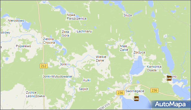 mapa Wielkie Zanie, Wielkie Zanie na mapie Targeo