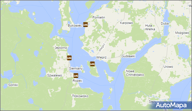 mapa Wieprz gmina Zalewo, Wieprz gmina Zalewo na mapie Targeo