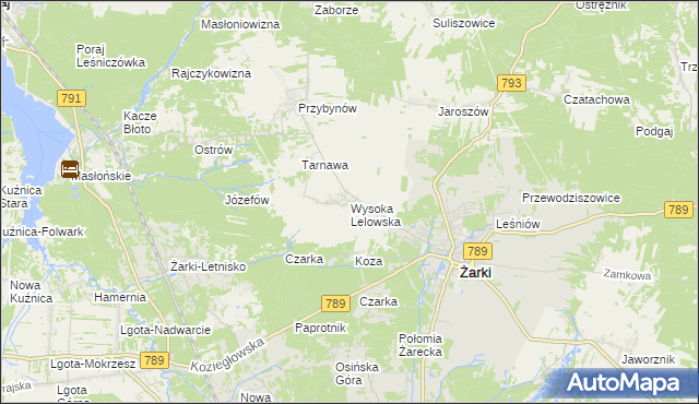 mapa Wysoka Lelowska, Wysoka Lelowska na mapie Targeo