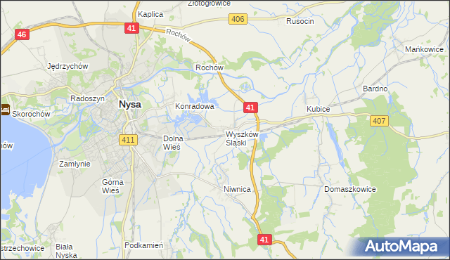 mapa Wyszków Śląski, Wyszków Śląski na mapie Targeo
