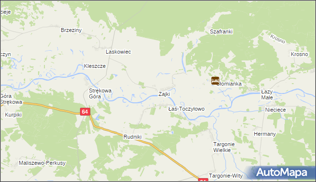 mapa Zajki, Zajki na mapie Targeo