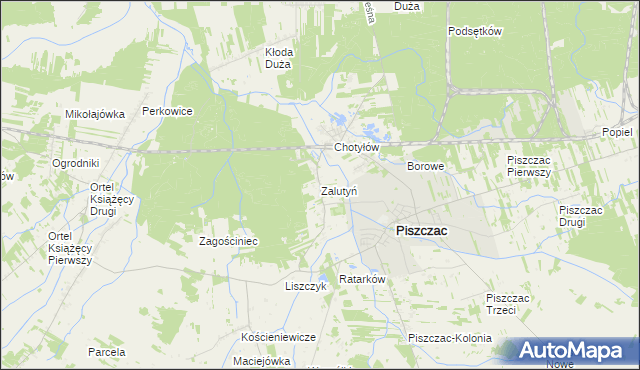 mapa Zalutyń, Zalutyń na mapie Targeo