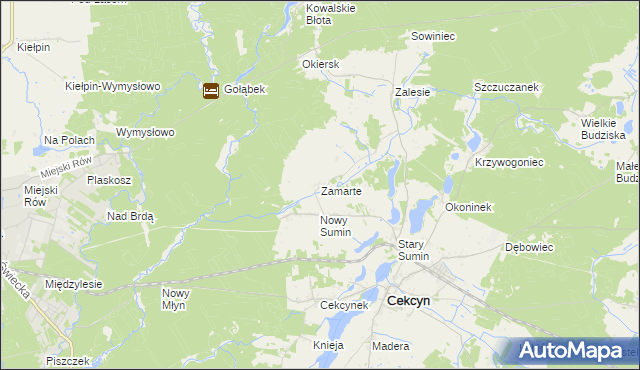 mapa Zamarte gmina Cekcyn, Zamarte gmina Cekcyn na mapie Targeo