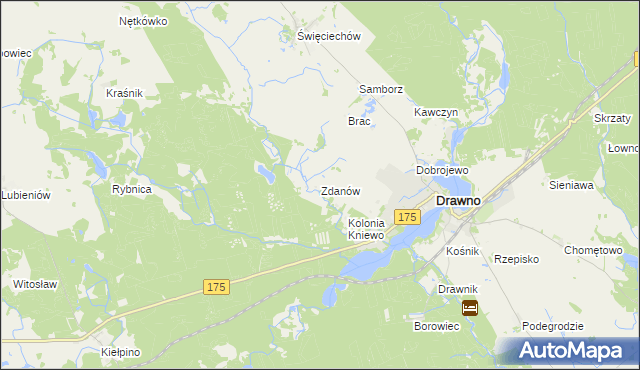 mapa Zdanów gmina Drawno, Zdanów gmina Drawno na mapie Targeo