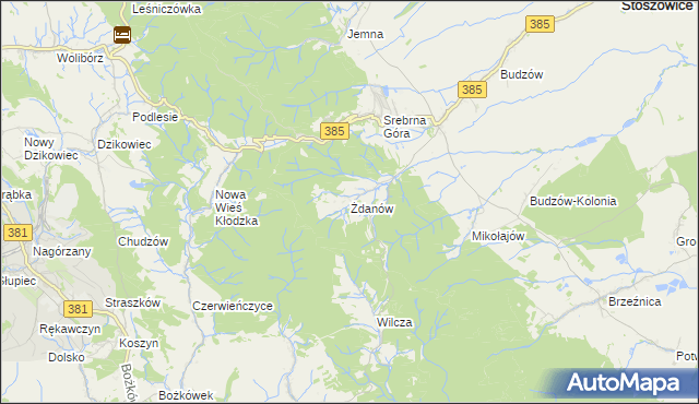 mapa Żdanów gmina Stoszowice, Żdanów gmina Stoszowice na mapie Targeo