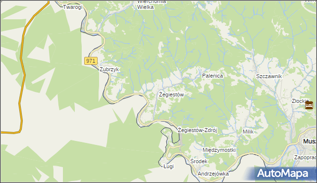 mapa Żegiestów, Żegiestów na mapie Targeo