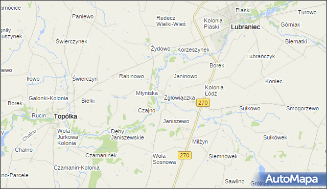 mapa Zgłowiączka, Zgłowiączka na mapie Targeo