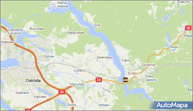 mapa Zwierzewo, Zwierzewo na mapie Targeo