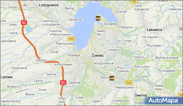mapa Żywiec, Żywiec na mapie Targeo