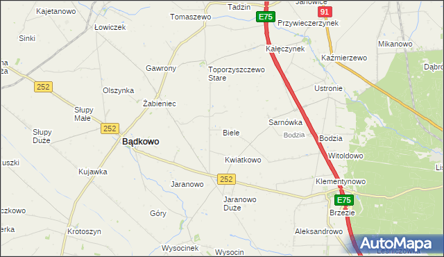 mapa Biele gmina Bądkowo, Biele gmina Bądkowo na mapie Targeo