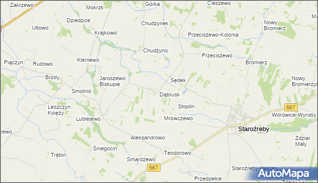 mapa Dąbrusk, Dąbrusk na mapie Targeo