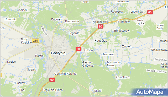 mapa Gaśno, Gaśno na mapie Targeo