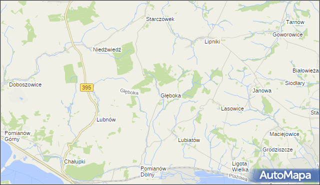 mapa Głęboka gmina Ziębice, Głęboka gmina Ziębice na mapie Targeo