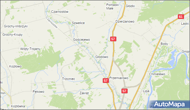 mapa Głodowo gmina Pułtusk, Głodowo gmina Pułtusk na mapie Targeo