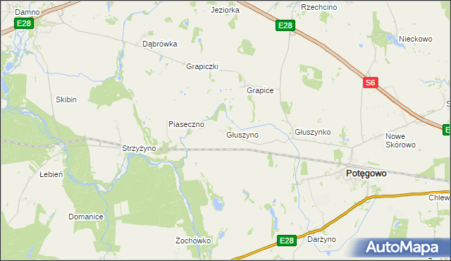 mapa Głuszyno, Głuszyno na mapie Targeo