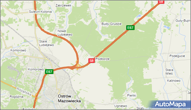 mapa Grudzie gmina Ostrów Mazowiecka, Grudzie gmina Ostrów Mazowiecka na mapie Targeo