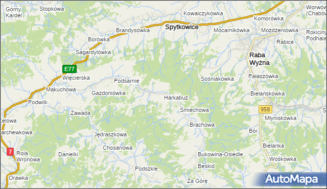 mapa Harkabuz, Harkabuz na mapie Targeo
