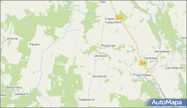 mapa Janowice gmina Nowa Wieś Lęborska, Janowice gmina Nowa Wieś Lęborska na mapie Targeo