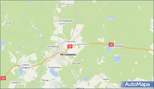 mapa Kalinówka gmina Mirosławiec, Kalinówka gmina Mirosławiec na mapie Targeo
