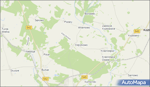 mapa Klęczkowo gmina Działdowo, Klęczkowo gmina Działdowo na mapie Targeo