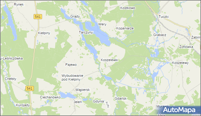 mapa Koszelewki, Koszelewki na mapie Targeo