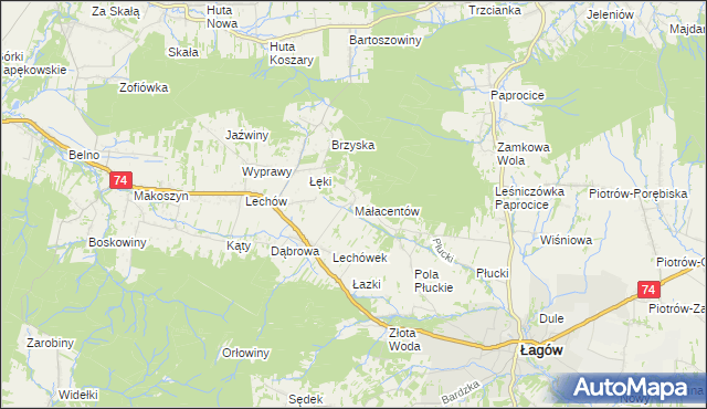mapa Małacentów, Małacentów na mapie Targeo