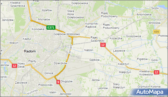 mapa Natolin gmina Jedlnia-Letnisko, Natolin gmina Jedlnia-Letnisko na mapie Targeo