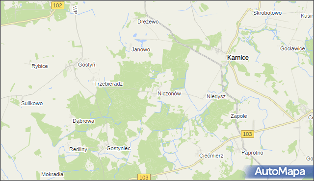 mapa Niczonów, Niczonów na mapie Targeo