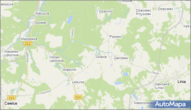 mapa Okalice, Okalice na mapie Targeo