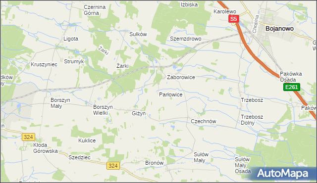 mapa Parłowice, Parłowice na mapie Targeo