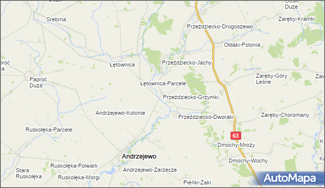 mapa Przeździecko-Grzymki, Przeździecko-Grzymki na mapie Targeo