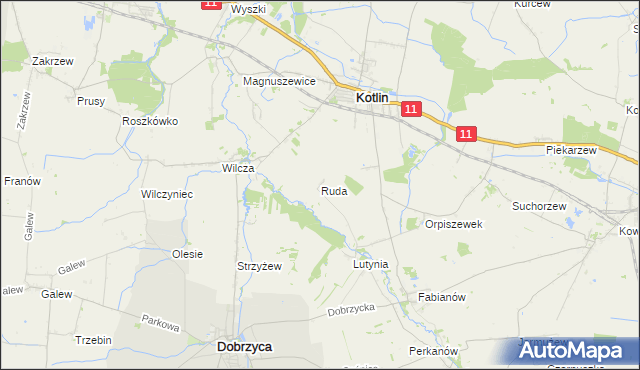 mapa Ruda gmina Dobrzyca, Ruda gmina Dobrzyca na mapie Targeo