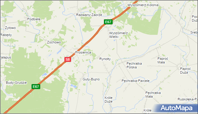 mapa Rynołty, Rynołty na mapie Targeo