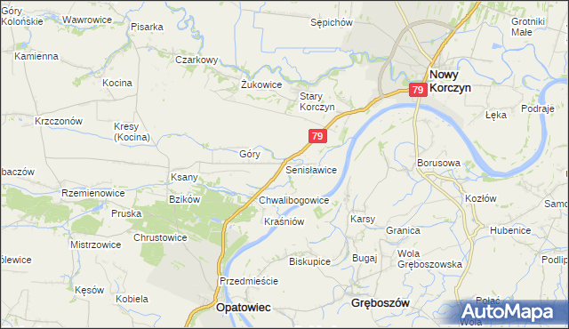 mapa Senisławice, Senisławice na mapie Targeo