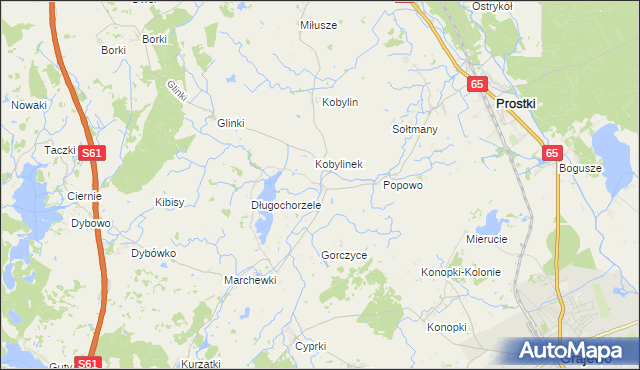 mapa Sokółki gmina Prostki, Sokółki gmina Prostki na mapie Targeo
